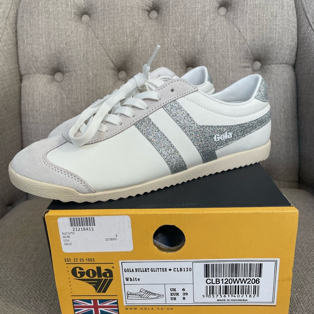 NWT Gola Bullet Glitter white size 8